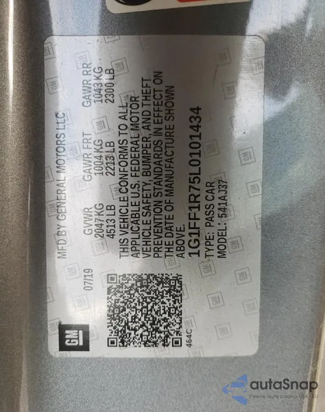 2020 Chevrolet Camaro Lz from USA, damaged, VIN 1G1FF1R75L0101434